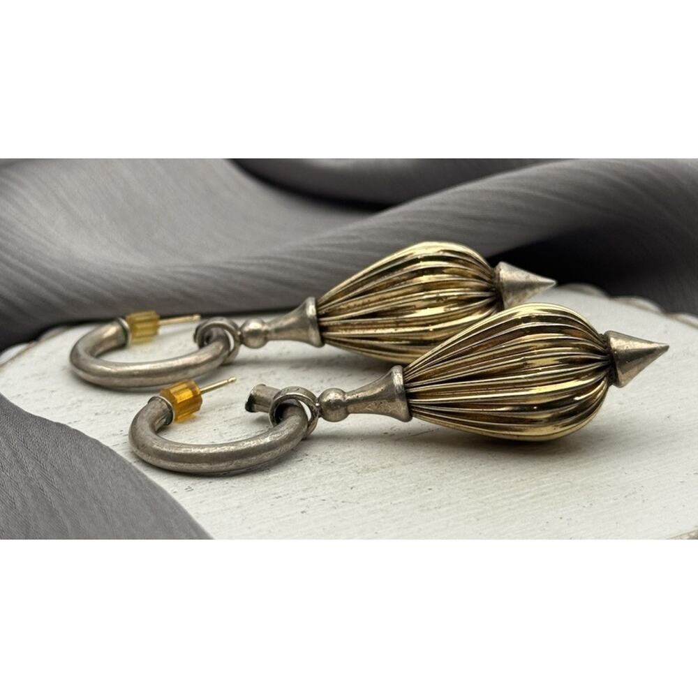 Vintage Lagos Caviar Sterling Silver 925 Fluted Teardrop Earring 2.5in / 15 G